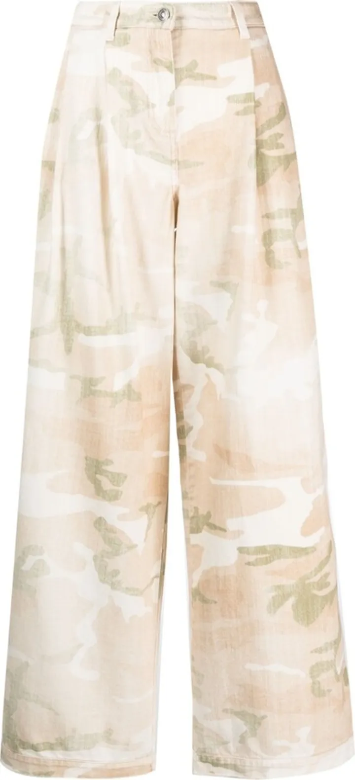 Camouflage-Pattern Wide-Leg Jeans