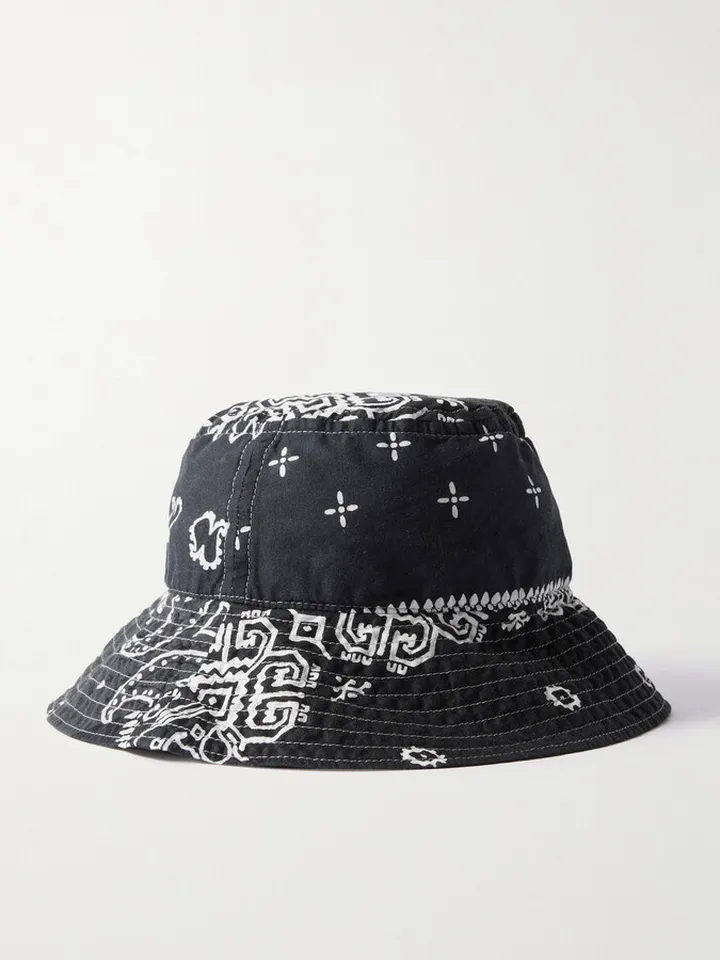 Logo-Appliquéd Bandana-Print Cotton-Voile Bucket Hat