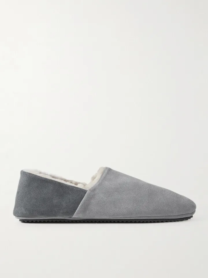 Babouche Shearling-Lined Suede Slippers