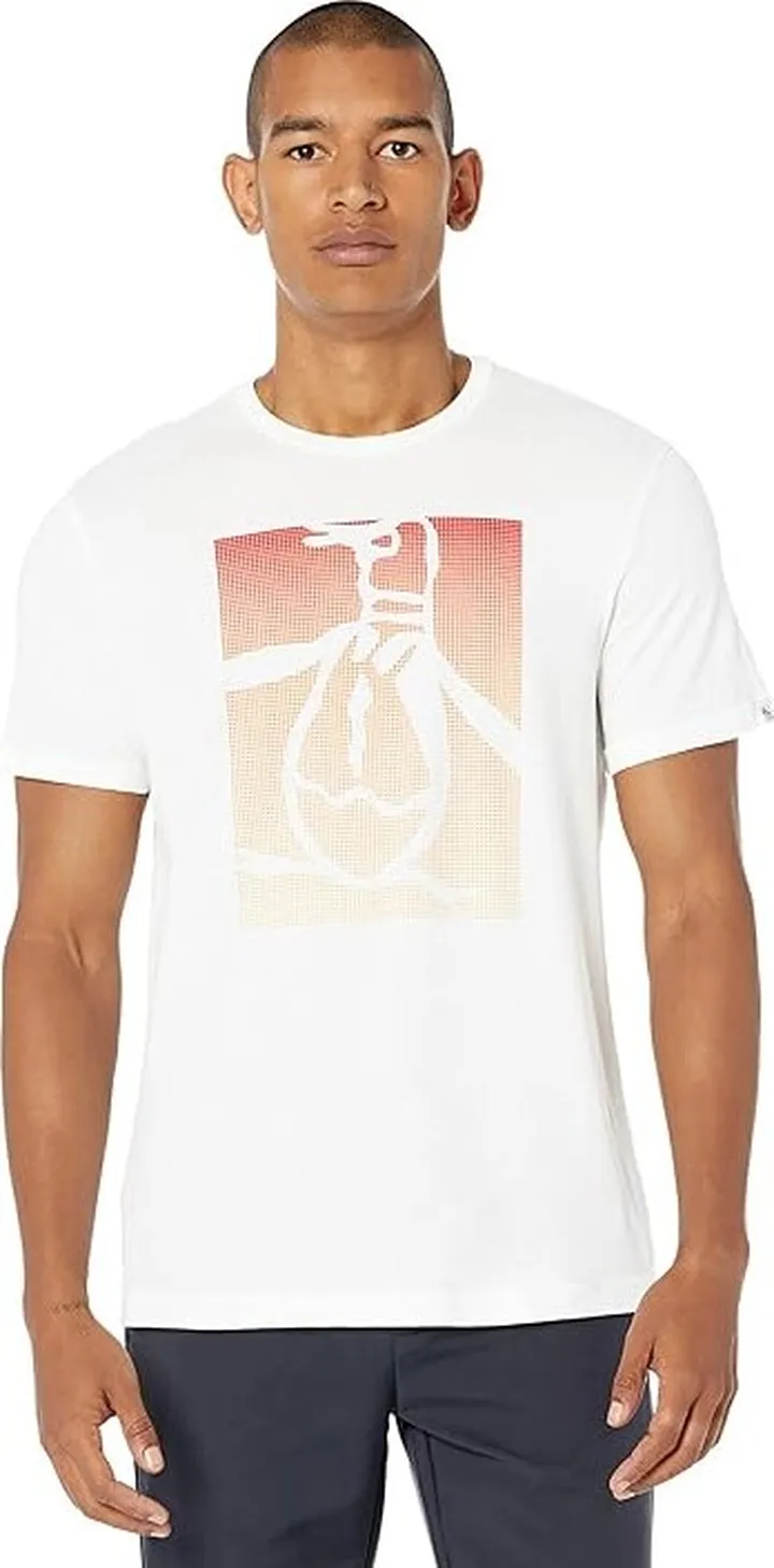Original Penguin Logo Short Sleeve Ombre Pete Tee (Bright White) Men's Clothing