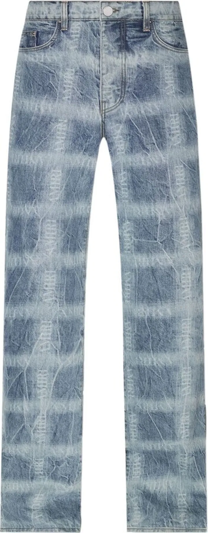 Plaid-Print Wide Jeans