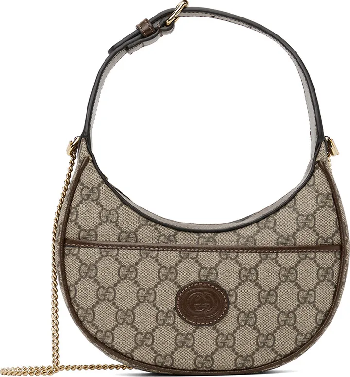 Gucci Brown GG Half-Moon Bag