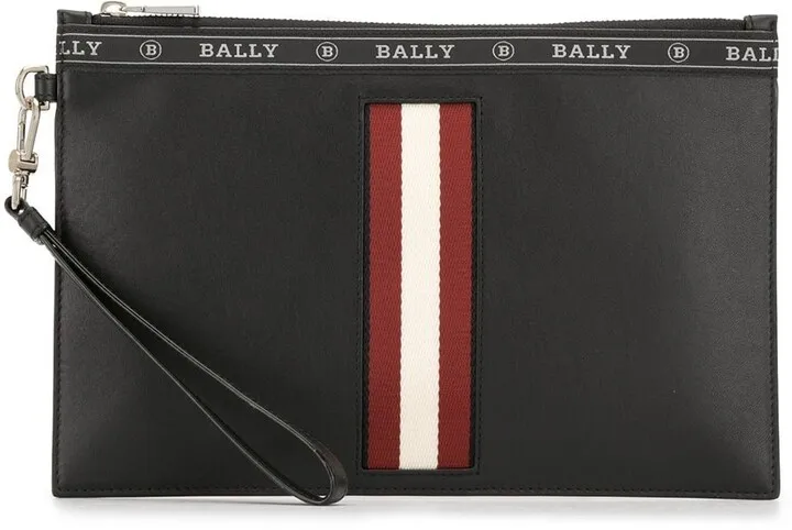 Logo Tape Zipped Clutch Bag
