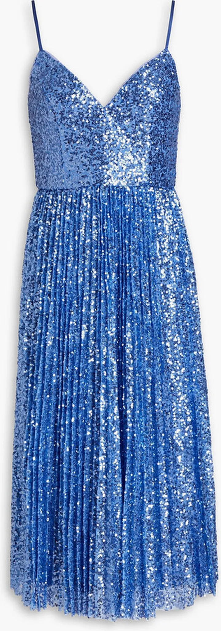 Pleated sequined tulle midi dress