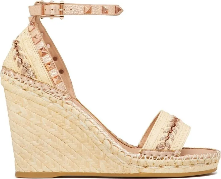 Rockstud woven espadrille wedges