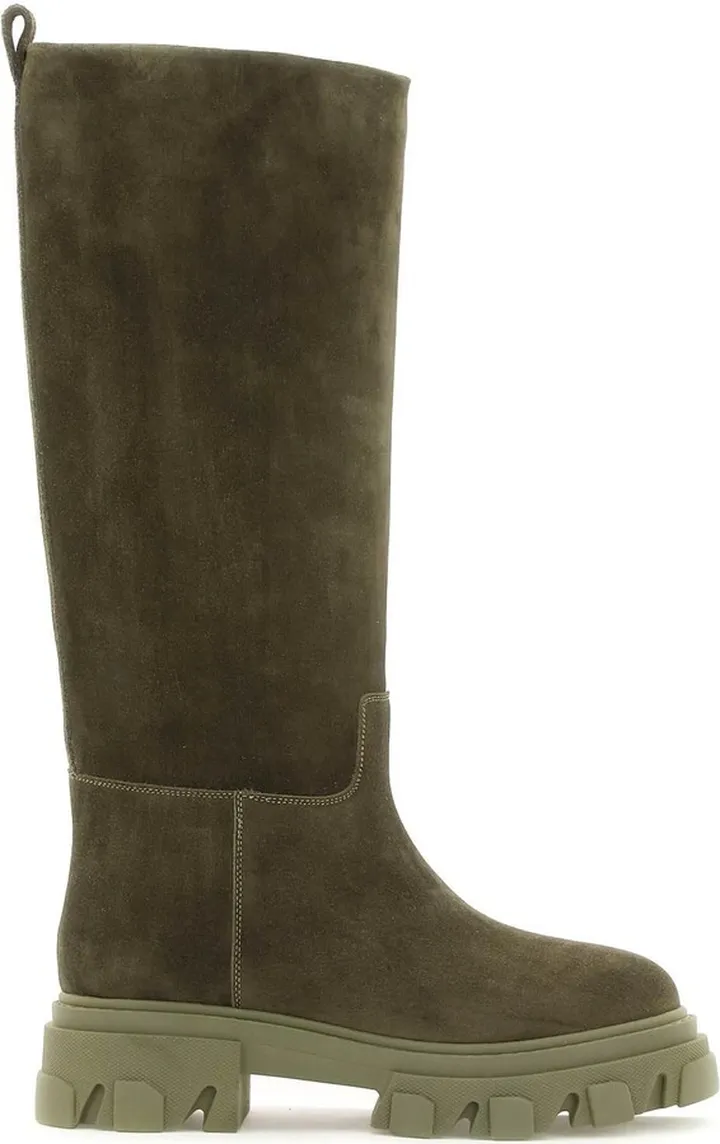 Gia Borghini Tubular Combat Boots In Suede Leather
