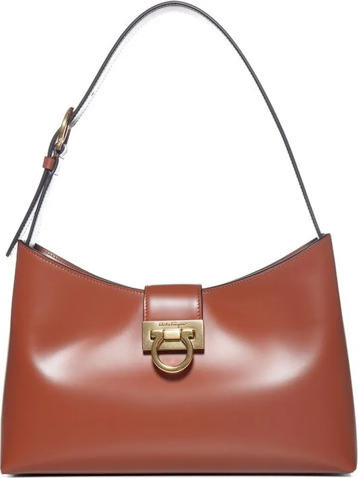 Salvatore Ferragamo Trifolio Logo Engraved Shoulder Bag
