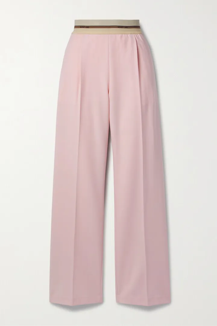Helmut Lang - Pleated Jacquard-trimmed Stretch-twill Straight-leg Pants - Pink