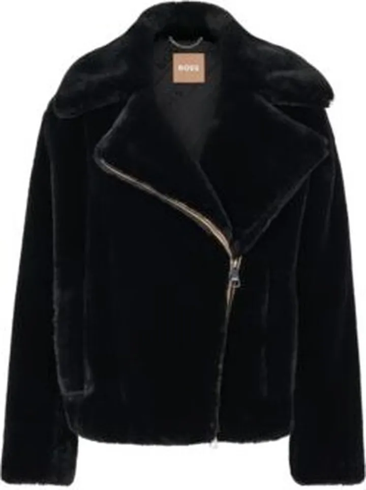 Faux-fur jacket with logo lining