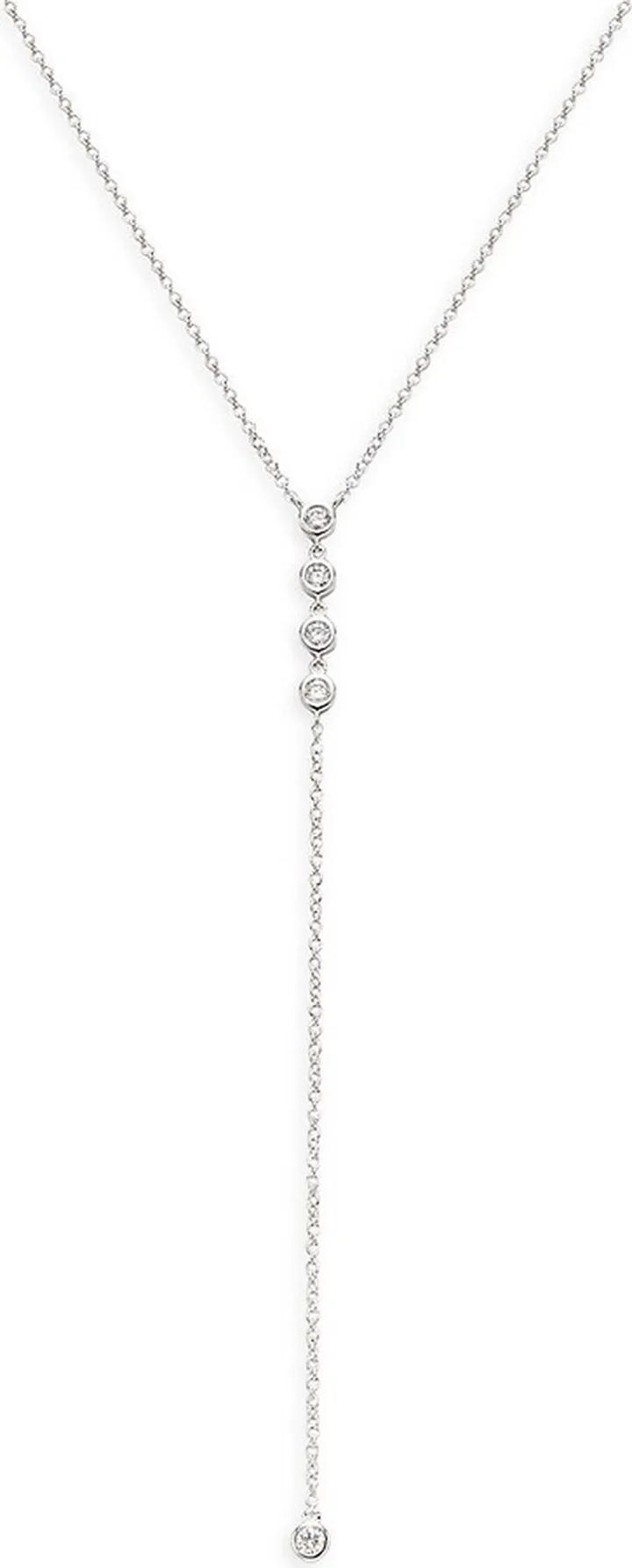 14K White Gold & 0.26 TCW Diamond Y-Necklace