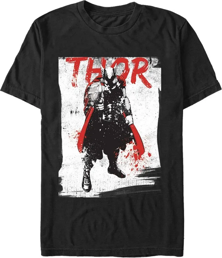 Men's Marvel Thor Paint Splatter Print T-Shirt - Black - 2X Large