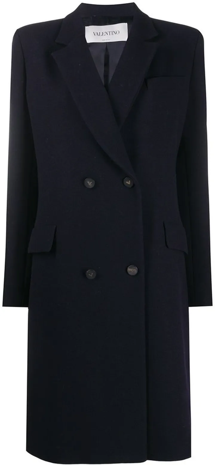 Peak-Lapel Double-Breasted Coat