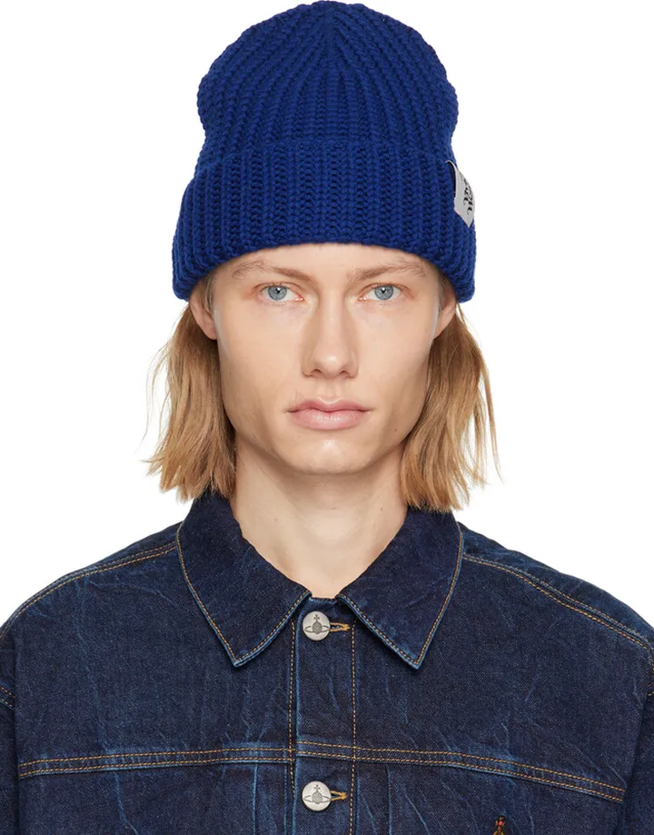 Vivienne Westwood Blue Logo Patch Beanie