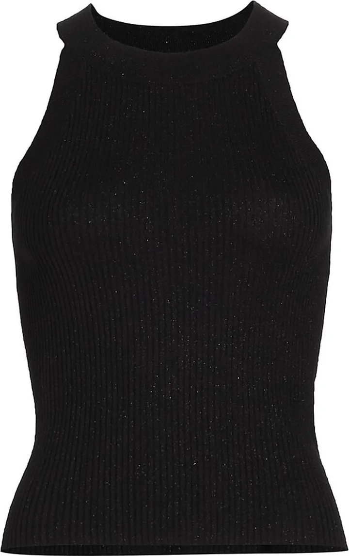 Cut-Away Rib-Knit Cashmere Top