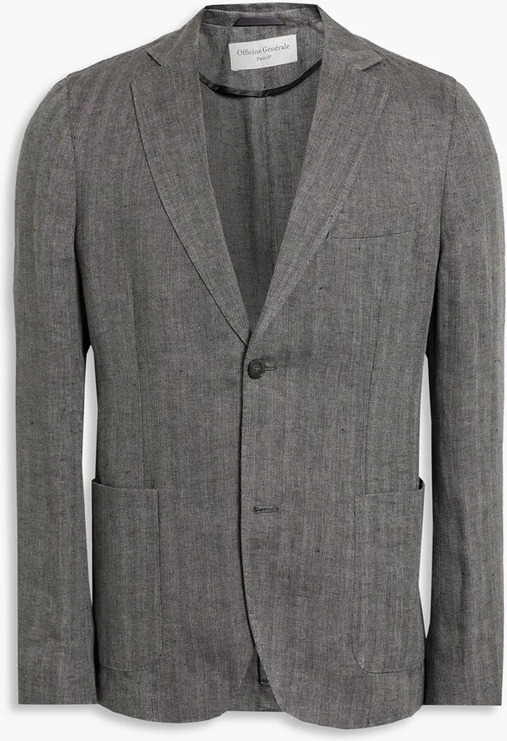 Lightest herringbone linen blazer