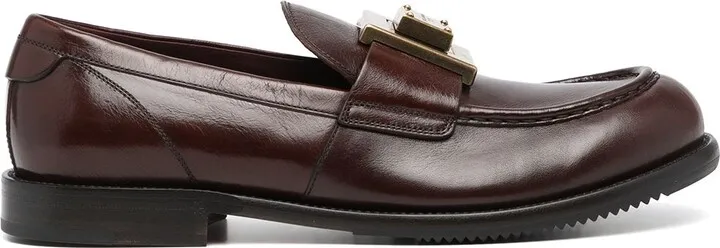 Logo-Plaque Leather Loafers