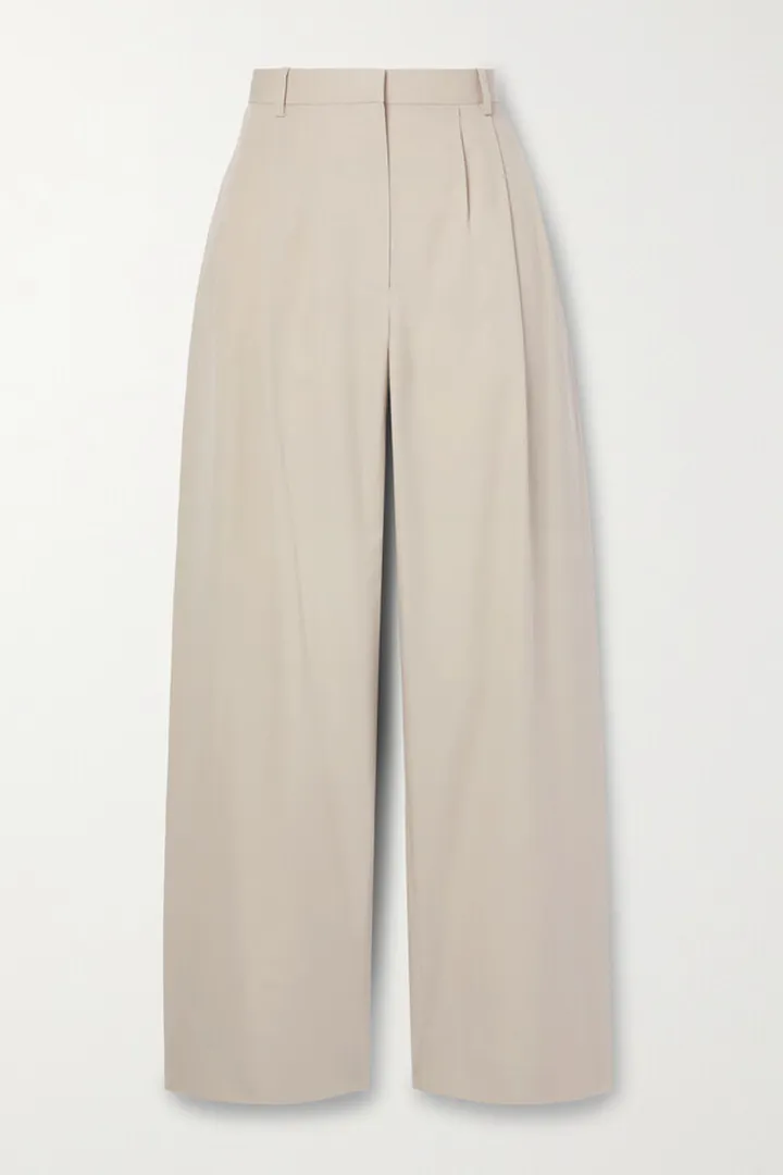The Row - Bufus Pleated Cotton-poplin Straight-leg Pants - Gray