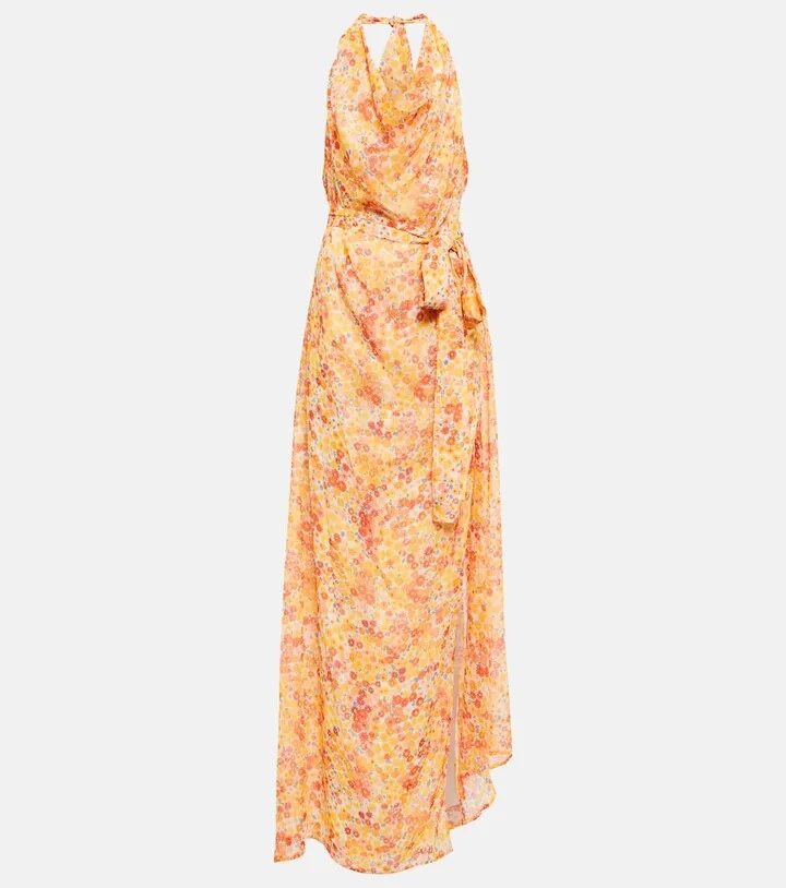 Adele floral cowl-neck maxi dress