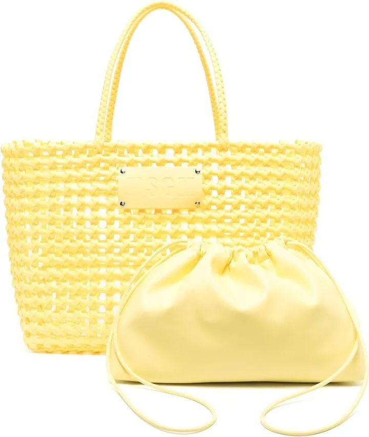 Yellow Woven Tote Bag