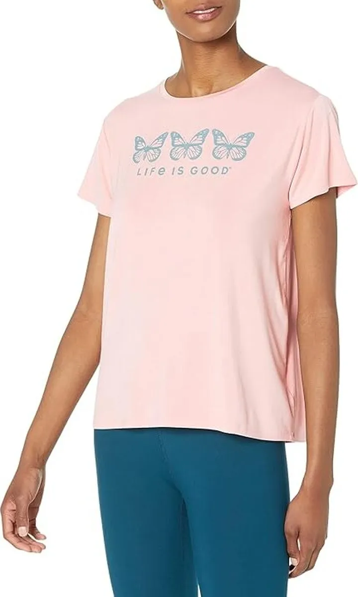 Life is Good Butterfly Trio Lightweight Sleep Tee (Himalayan Pink) Women's Pajama