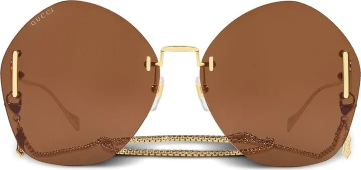 Frameless Logo-Engraved Sunglasses