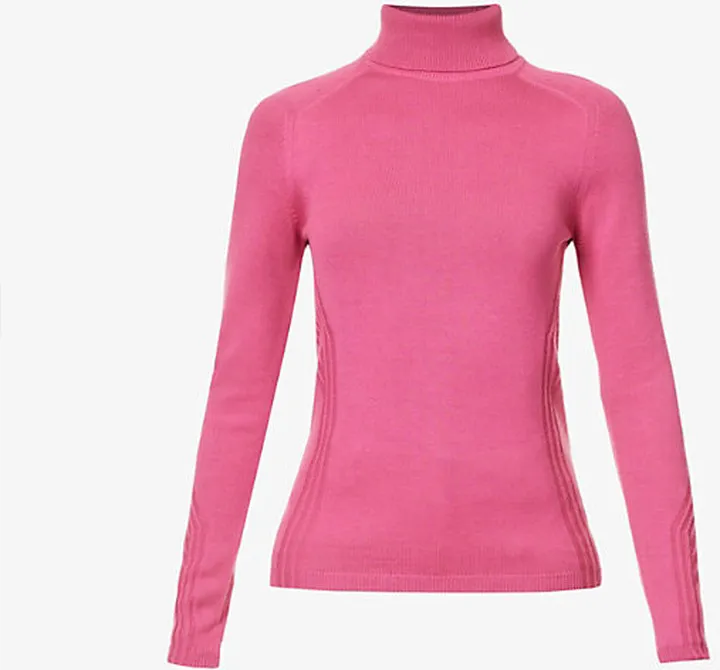 Falke Ergonomic port ystem Womens Radiant Orchid Turtleneck Contrasting Knitted Jumper