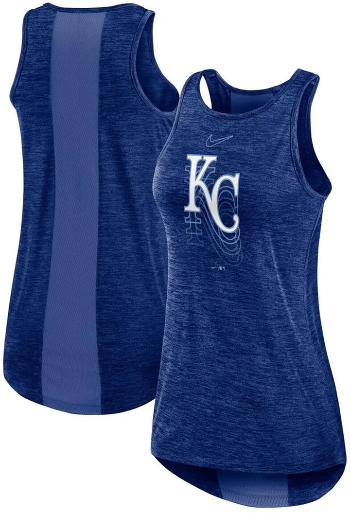 Women's Nike Royal Kansas City Royals Logo Fade High Neck Performance Tank Top
