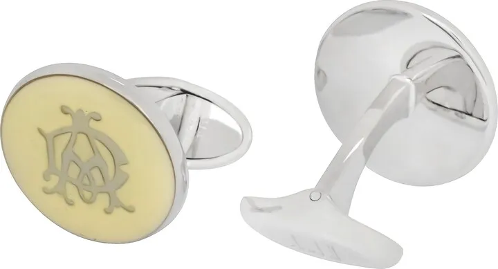 Dunhill Cadogan Silver & White Rhodium Plate And Enamel Cufflinks JYA3214K