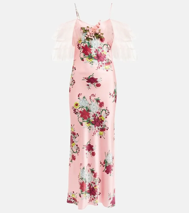 Embellished floral maxi dress