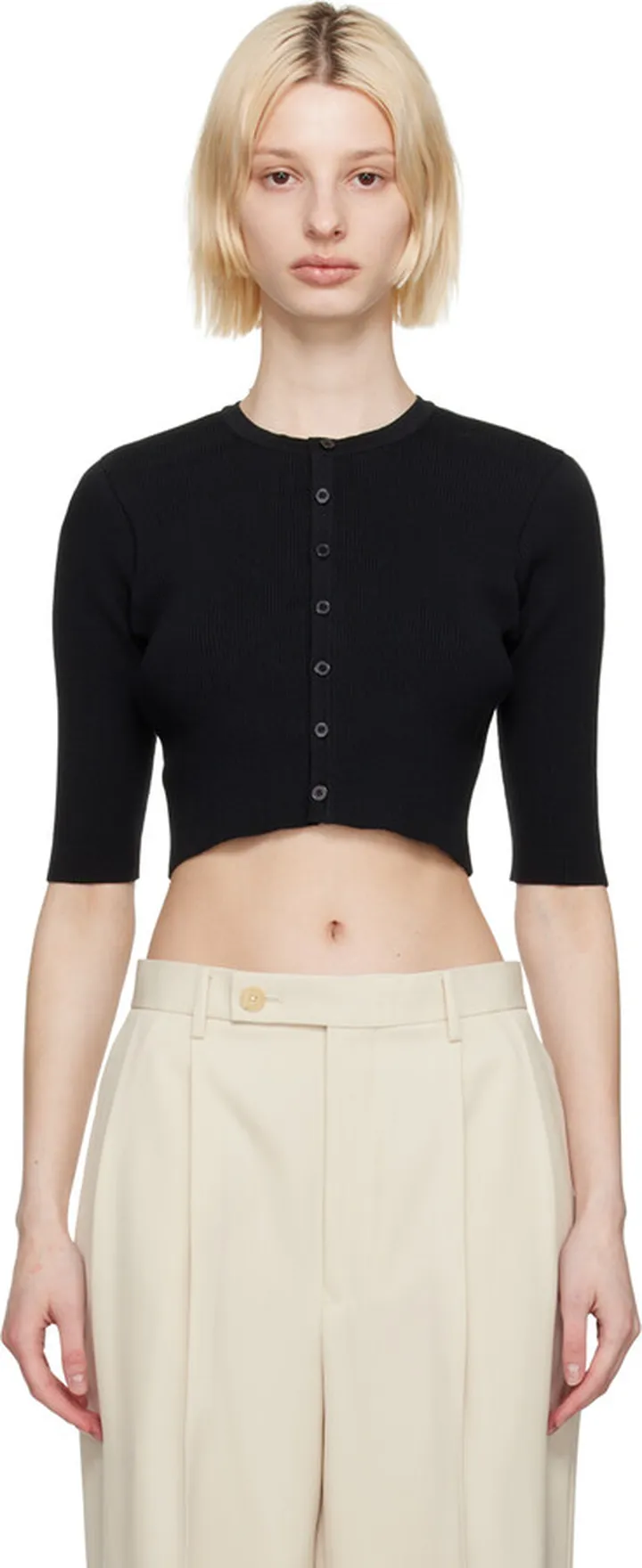 AURALEE Black Rib Cardigan