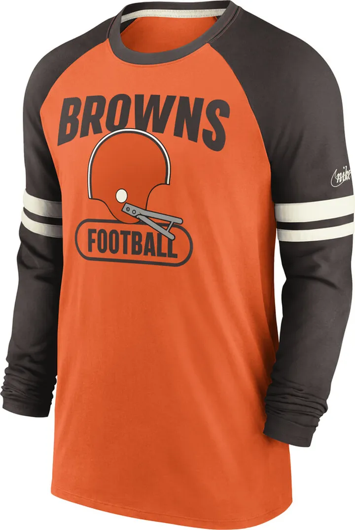 Nike Men's Dri-FIT Historic (NFL Cleveland Browns) Long-Sleeve T-Shirt in Orange