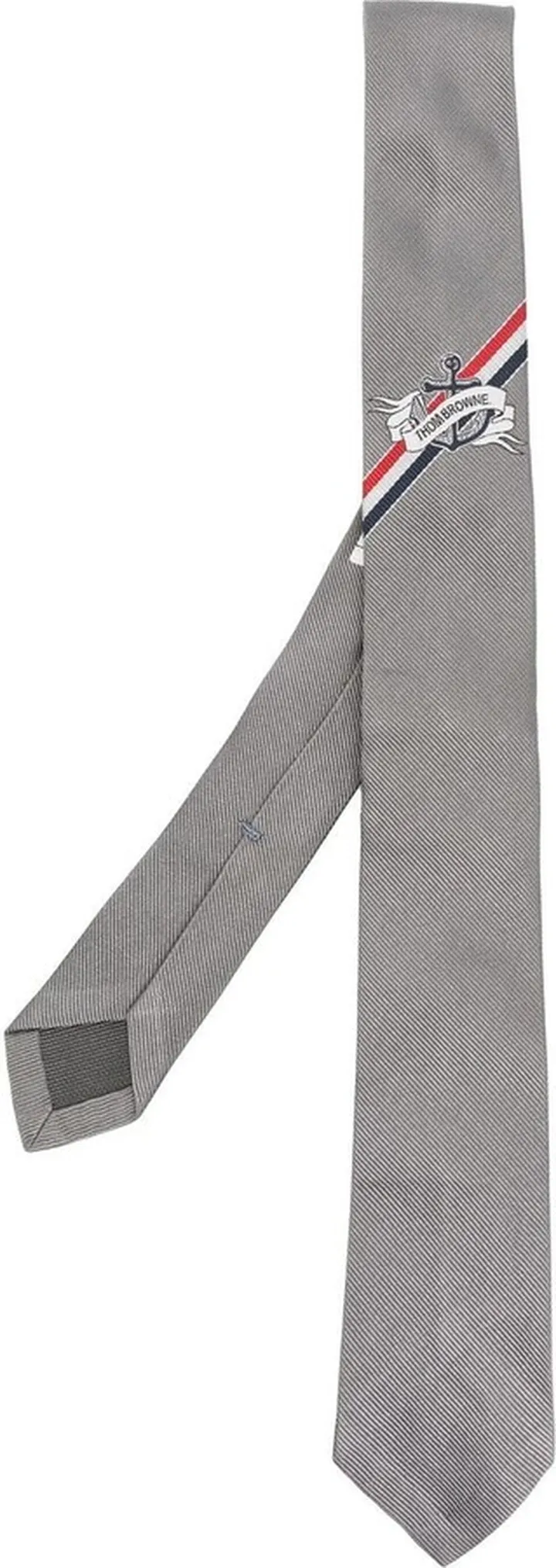 Anchor-embroidered silk tie