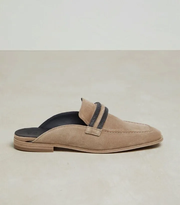Brunello Cucinelli Suede Monili Loafers