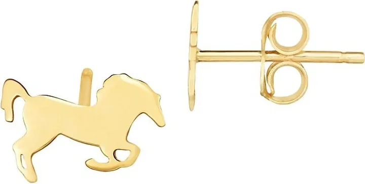 14K Yellow Gold Wild Horse Earrings