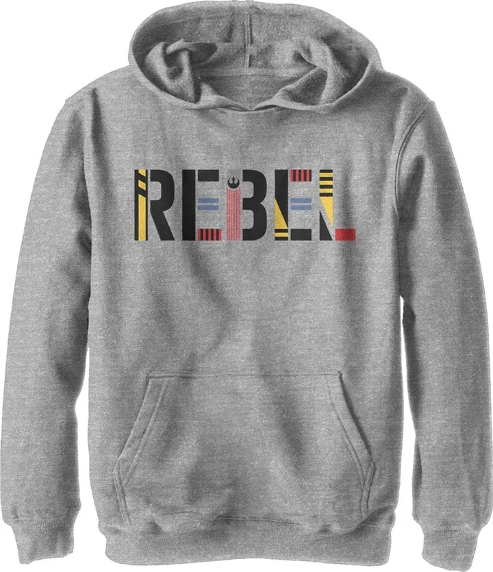Boy's Star Wars: The Rise of Skywalker Rebel Text Pull Over Hoodie - Athletic Heather - X Large