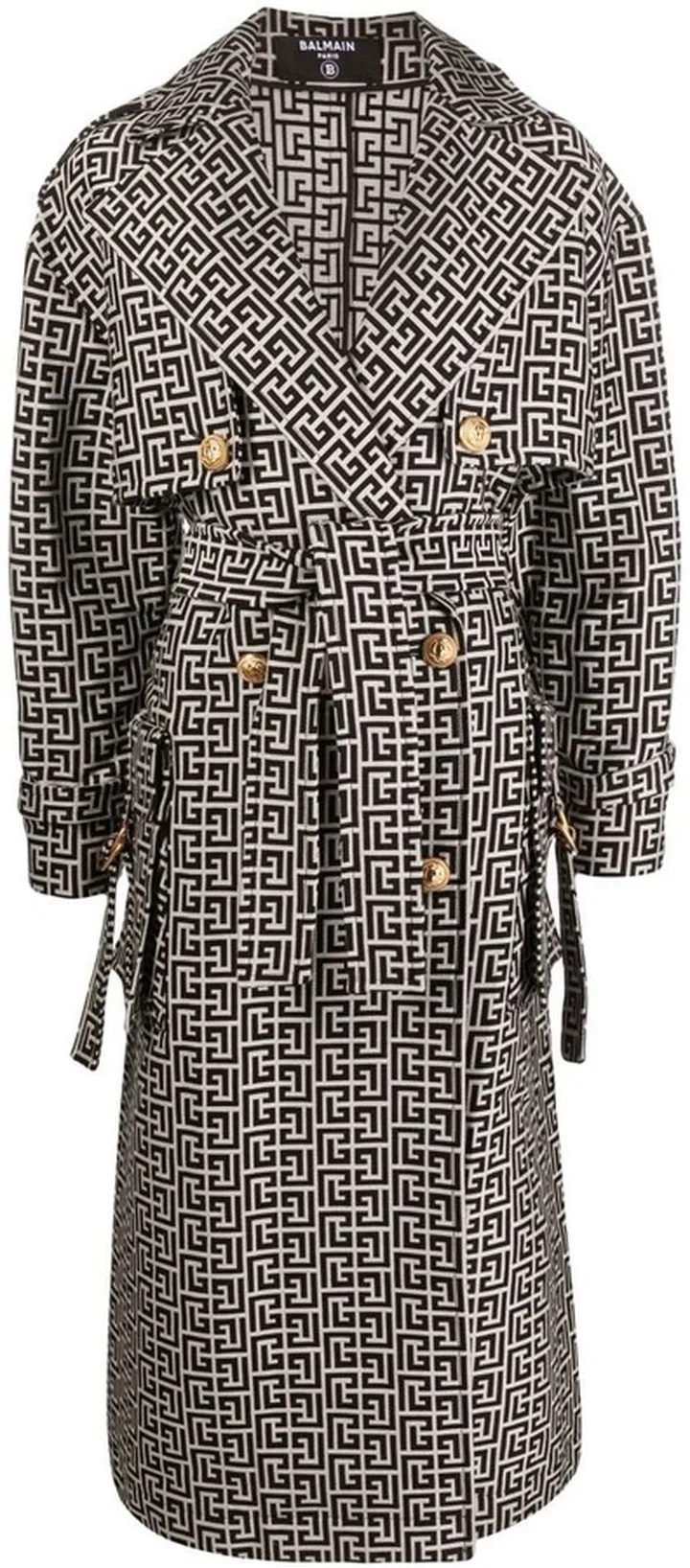 Monogram-Print Double-Breasted Trench Coat