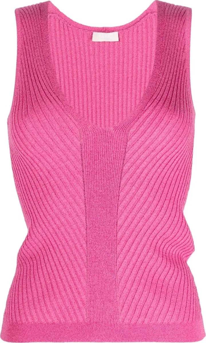 ribbed-knit V-neck gilet
