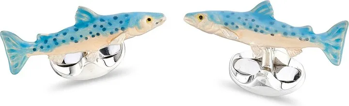 Deakin & Francis - Deakin & Francis Sterling Silver Swimming Salmon Cufflinks