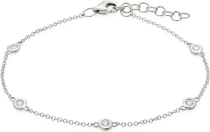 14K White Gold & 0.16 TCW Diamond Station Bracelet