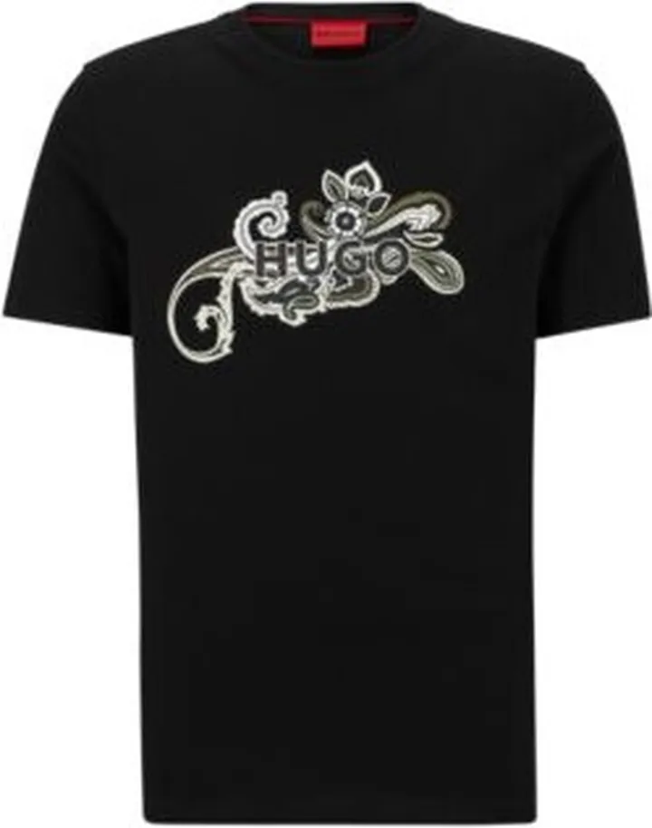 Cotton-jersey T-shirt with paisley motif and logo