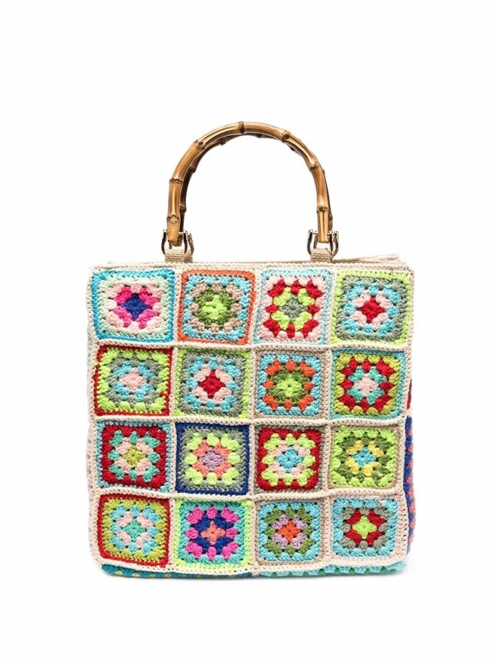 Crochet-Panel Tote Bag