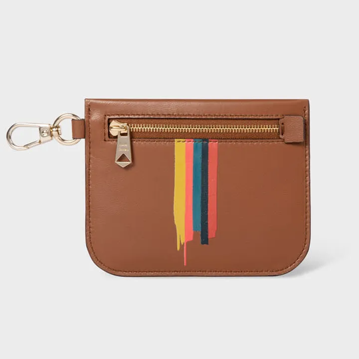 Tan Leather 'Painted Stripe' Pouch