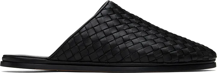 Bottega Veneta Black Intrecciato Slippers