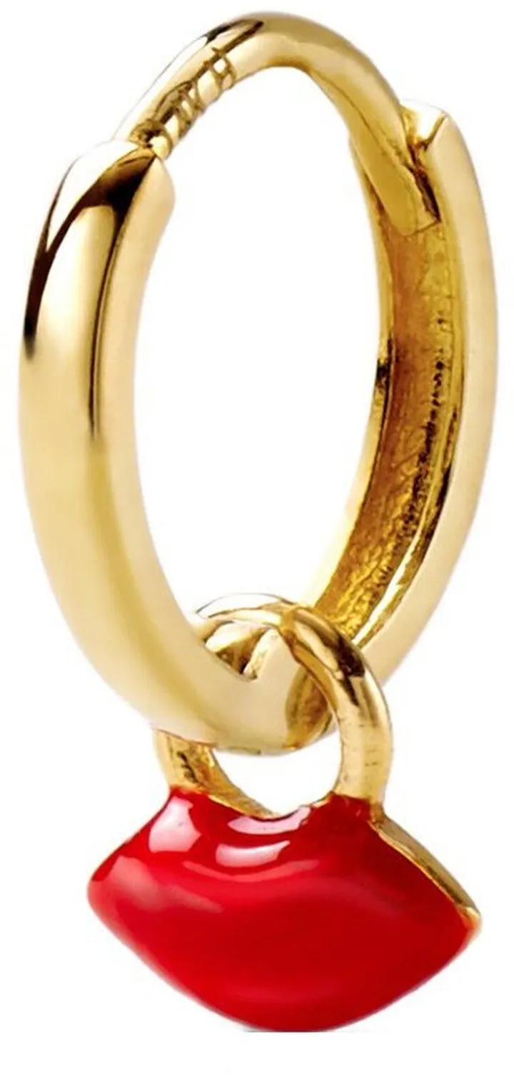 Red Tiny Lips Yellow Gold Charm