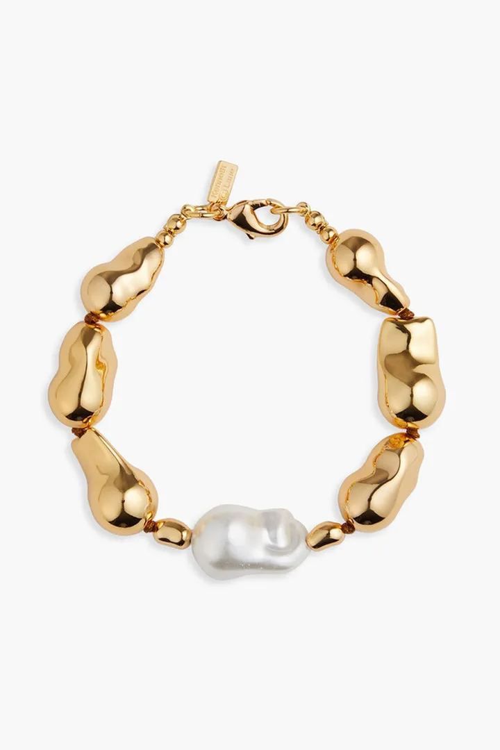 Gold-tone faux pearl bracelet
