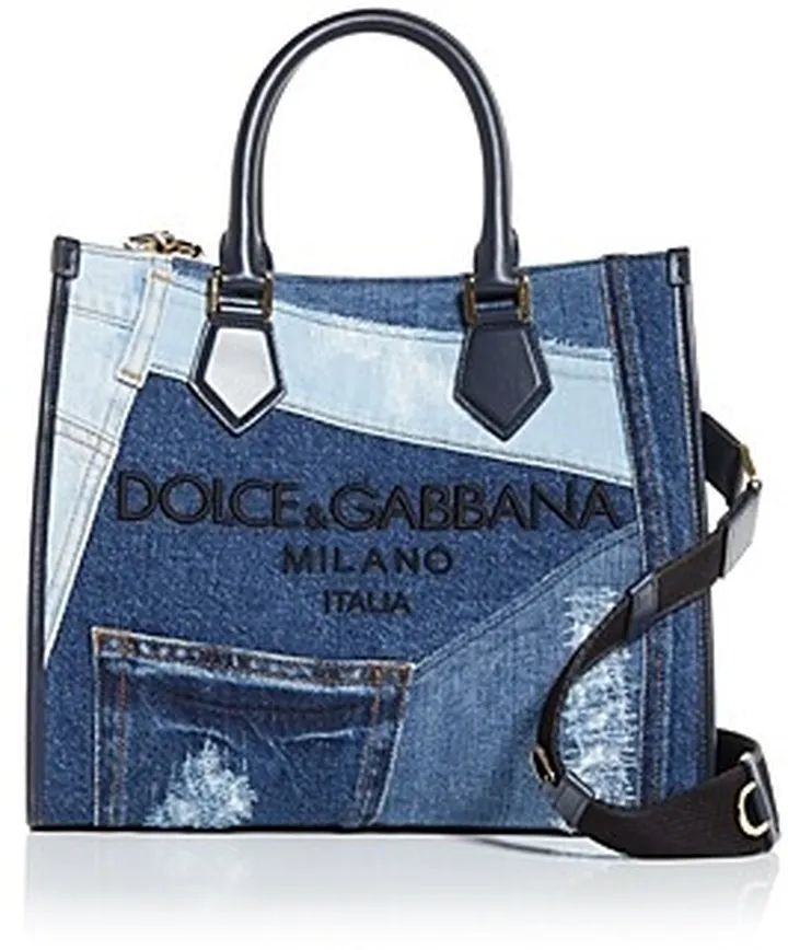 Dolce & Gabbana Denim Shopper with Embroidered Logo