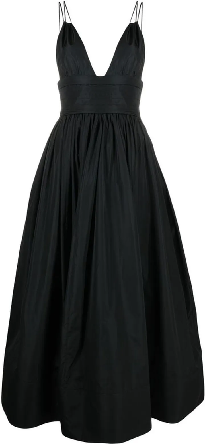 V-neck A-line midi dress