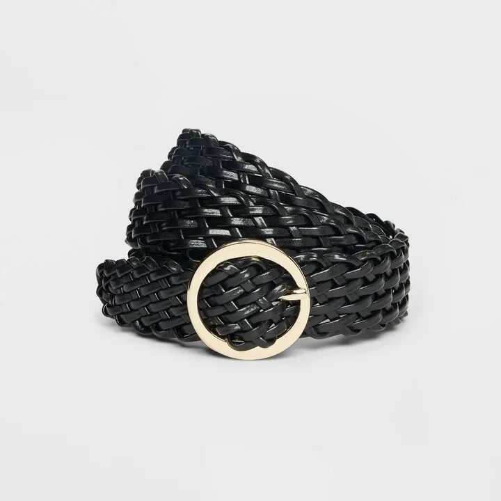 Women's Oval Center Bar Buckle Belt - A New Day™ Black XXL