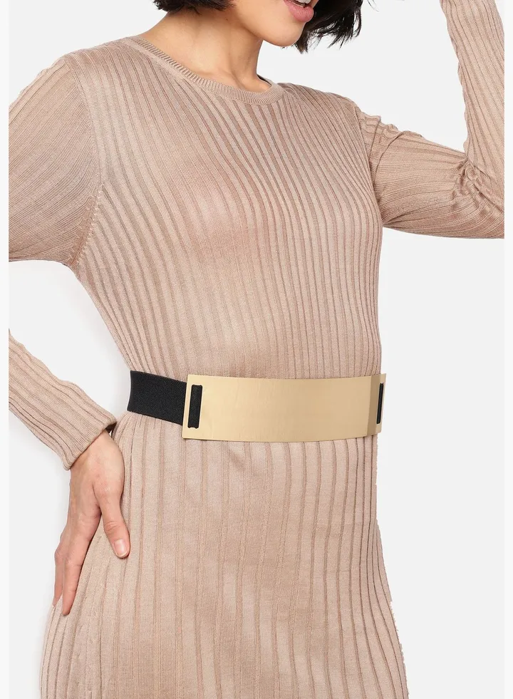 Casual Solid Stretchable Metal Waist Belt For Women