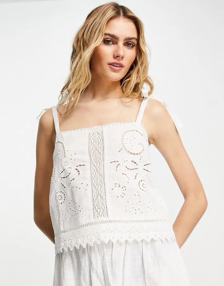 Topshop cutwork cami in white